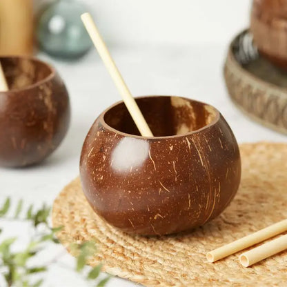 Jungle Culture  Coconut Shell Cups | Natural Coco Shell Cup Set of 2